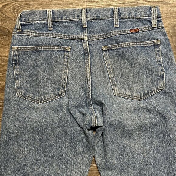 Vintage Rustler Jeans Mens Denim 34x29 Classic Straight Fit Light Wash Workwear - Picture 4 of 10